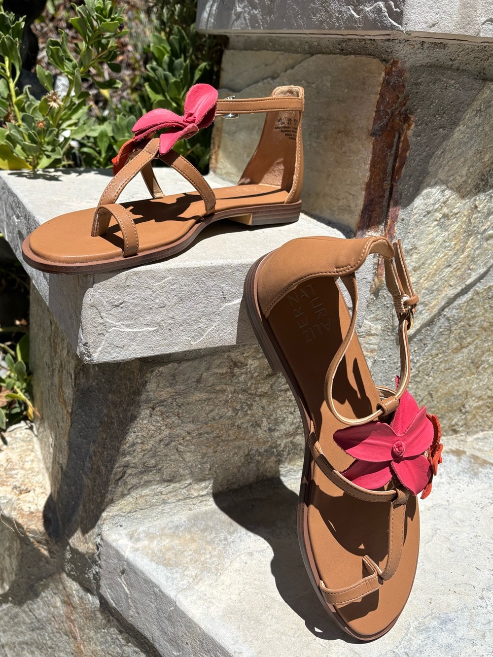 Naturalizer Toe Loop Sandals with Floral Accents